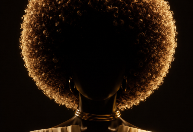 Lockenhalo im goldenen Gegenlicht – symmetrische Silhouette